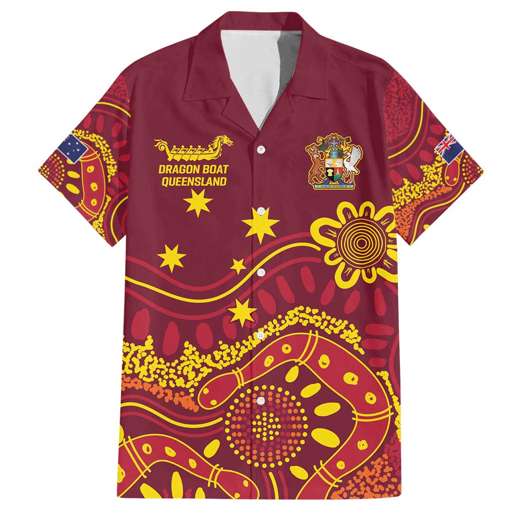 Personalised Australia Queensland Dragons Boat Family Matching Off Shoulder Maxi Dress and Hawaiian Shirt Aussie Aboriginal Dot Style