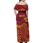 Personalised Australia Queensland Dragons Boat Family Matching Off Shoulder Maxi Dress and Hawaiian Shirt Aussie Aboriginal Dot Style