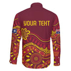 Personalised Australia Queensland Dragons Boat Family Matching Short Sleeve Bodycon Dress and Hawaiian Shirt Aussie Aboriginal Dot Style