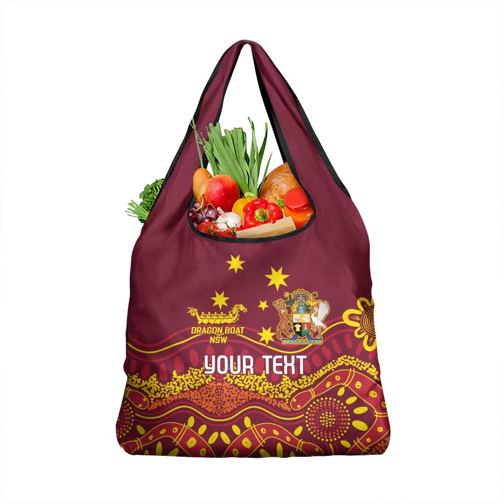 Personalised Australia Queensland Dragons Boat Grocery Bag Aussie Aboriginal Dot Style