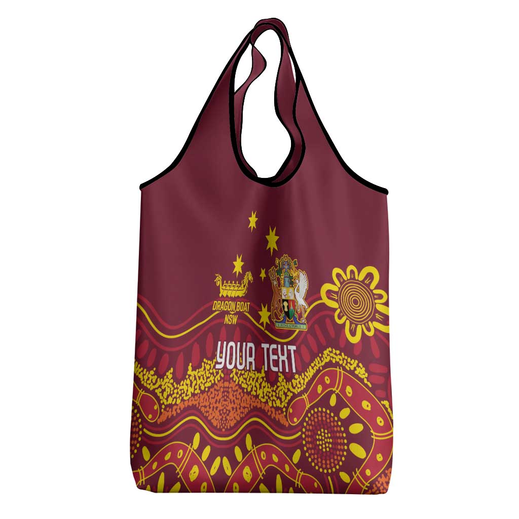 Personalised Australia Queensland Dragons Boat Grocery Bag Aussie Aboriginal Dot Style