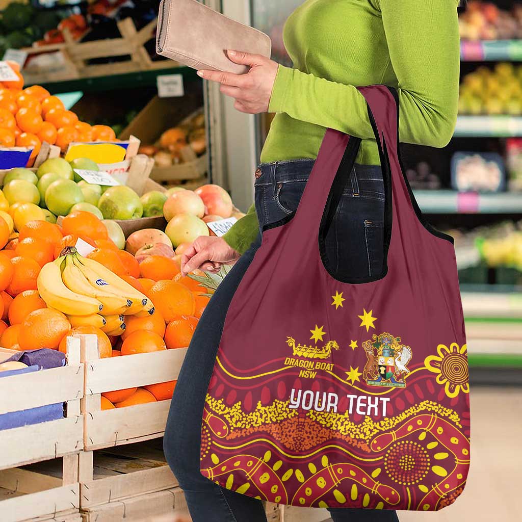 Personalised Australia Queensland Dragons Boat Grocery Bag Aussie Aboriginal Dot Style