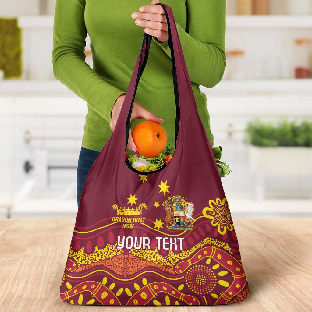 Personalised Australia Queensland Dragons Boat Grocery Bag Aussie Aboriginal Dot Style