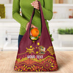 Personalised Australia Queensland Dragons Boat Grocery Bag Aussie Aboriginal Dot Style
