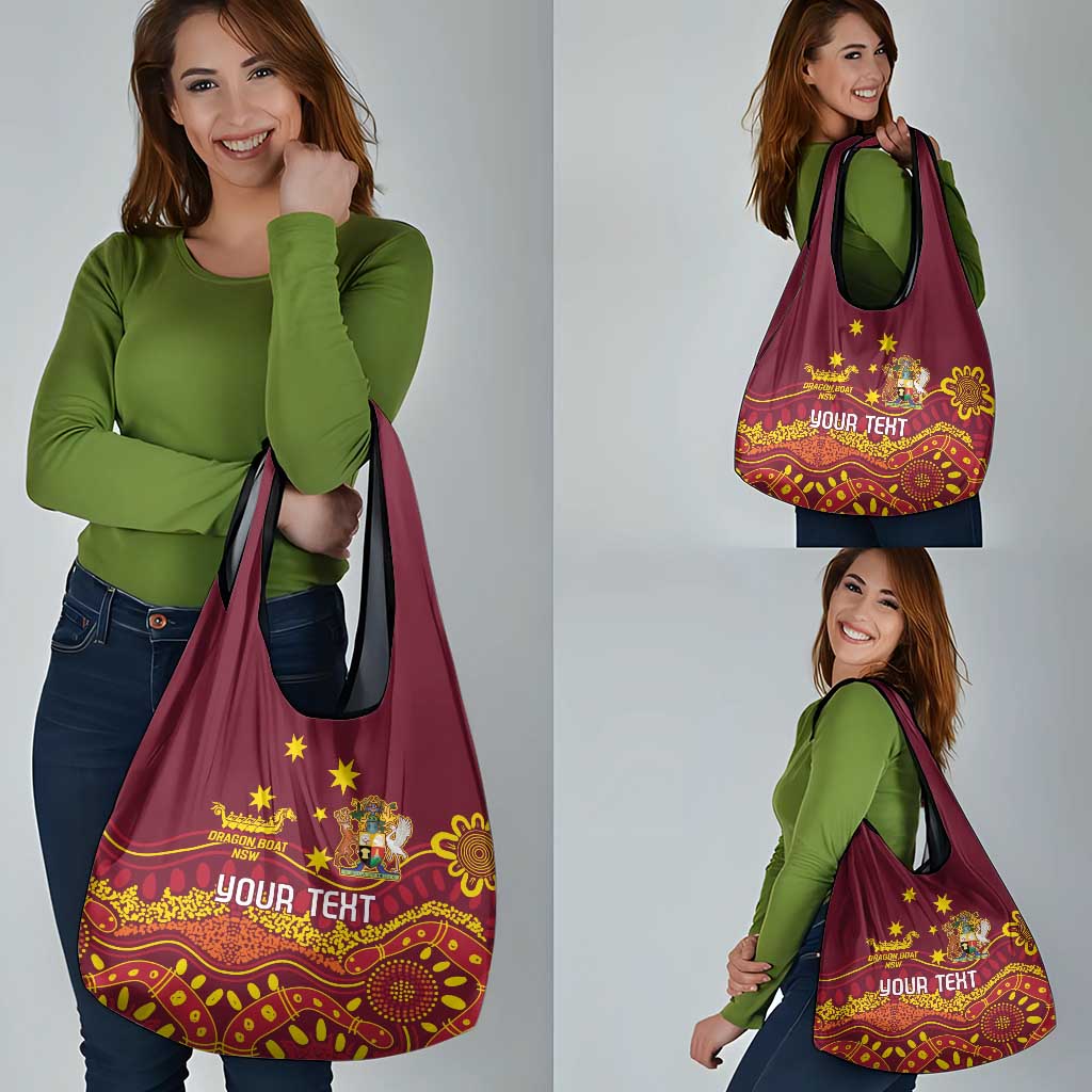 Personalised Australia Queensland Dragons Boat Grocery Bag Aussie Aboriginal Dot Style