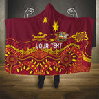 Personalised Australia Queensland Dragons Boat Hooded Blanket Aussie Aboriginal Dot Style