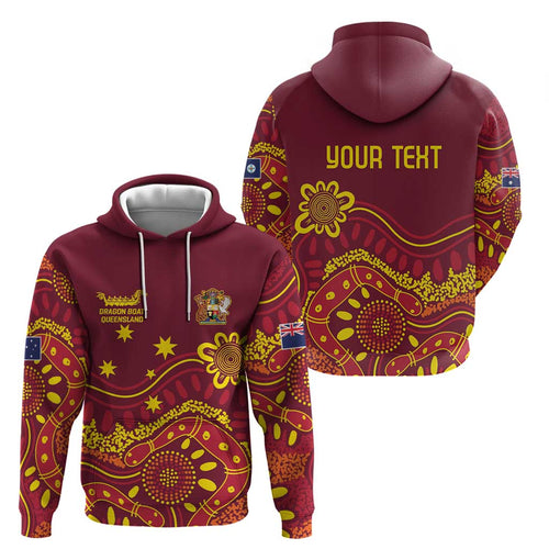 Personalised Australia Queensland Dragons Boat Hoodie Aussie Aboriginal Dot Style