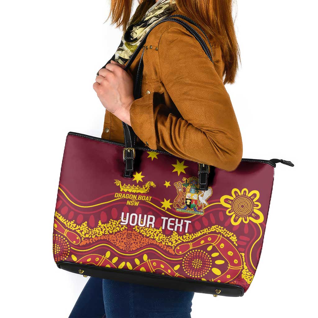 Personalised Australia Queensland Dragons Boat Leather Tote Bag Aussie Aboriginal Dot Style