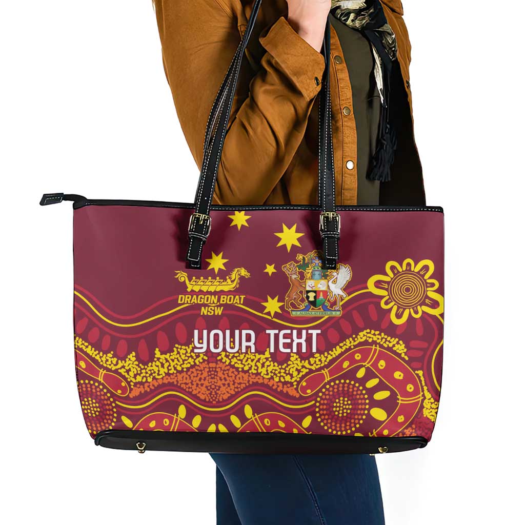 Personalised Australia Queensland Dragons Boat Leather Tote Bag Aussie Aboriginal Dot Style
