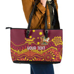 Personalised Australia Queensland Dragons Boat Leather Tote Bag Aussie Aboriginal Dot Style
