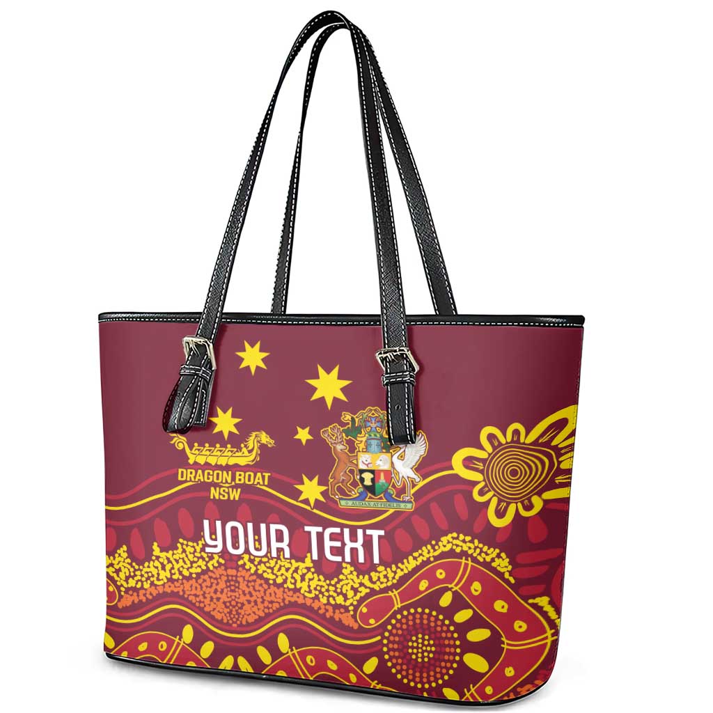 Personalised Australia Queensland Dragons Boat Leather Tote Bag Aussie Aboriginal Dot Style
