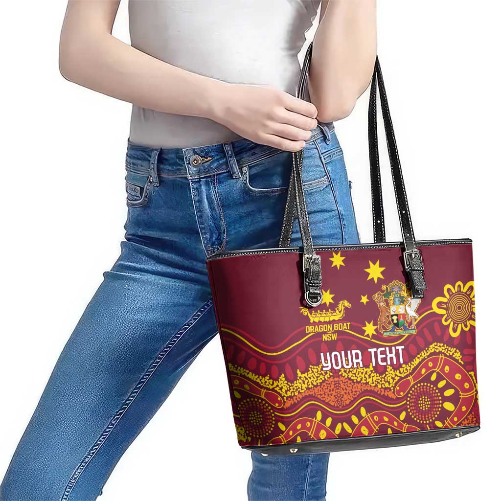 Personalised Australia Queensland Dragons Boat Leather Tote Bag Aussie Aboriginal Dot Style