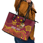 Personalised Australia Queensland Dragons Boat Leather Tote Bag Aussie Aboriginal Dot Style