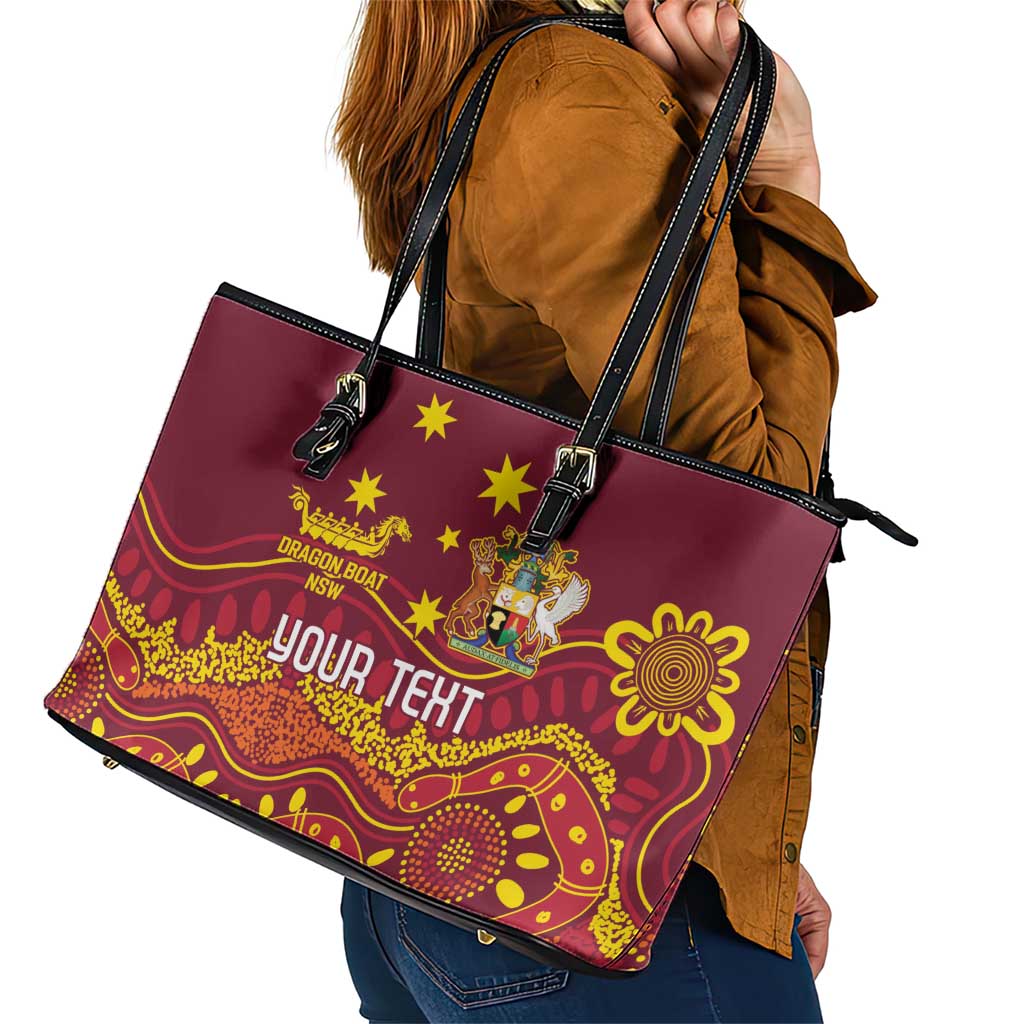 Personalised Australia Queensland Dragons Boat Leather Tote Bag Aussie Aboriginal Dot Style