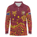 Personalised Australia Queensland Dragons Boat Long Sleeve Polo Shirt Aussie Aboriginal Dot Style