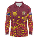 Personalised Australia Queensland Dragons Boat Long Sleeve Polo Shirt Aussie Aboriginal Dot Style