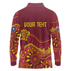 Personalised Australia Queensland Dragons Boat Long Sleeve Polo Shirt Aussie Aboriginal Dot Style