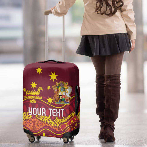 Personalised Australia Queensland Dragons Boat Luggage Cover Aussie Aboriginal Dot Style