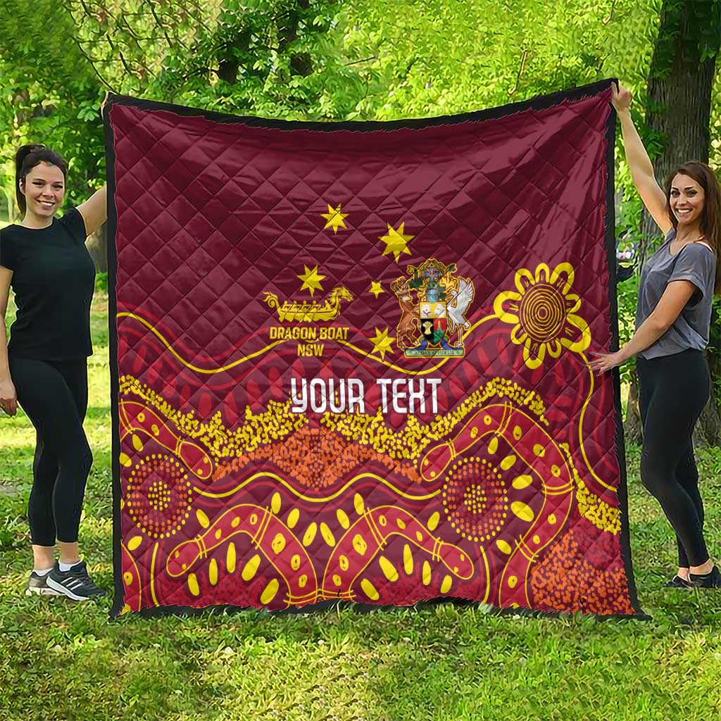 Personalised Australia Queensland Dragons Boat Quilt Aussie Aboriginal Dot Style