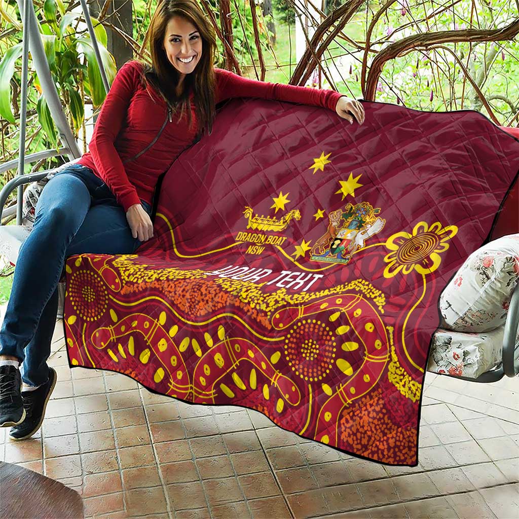 Personalised Australia Queensland Dragons Boat Quilt Aussie Aboriginal Dot Style