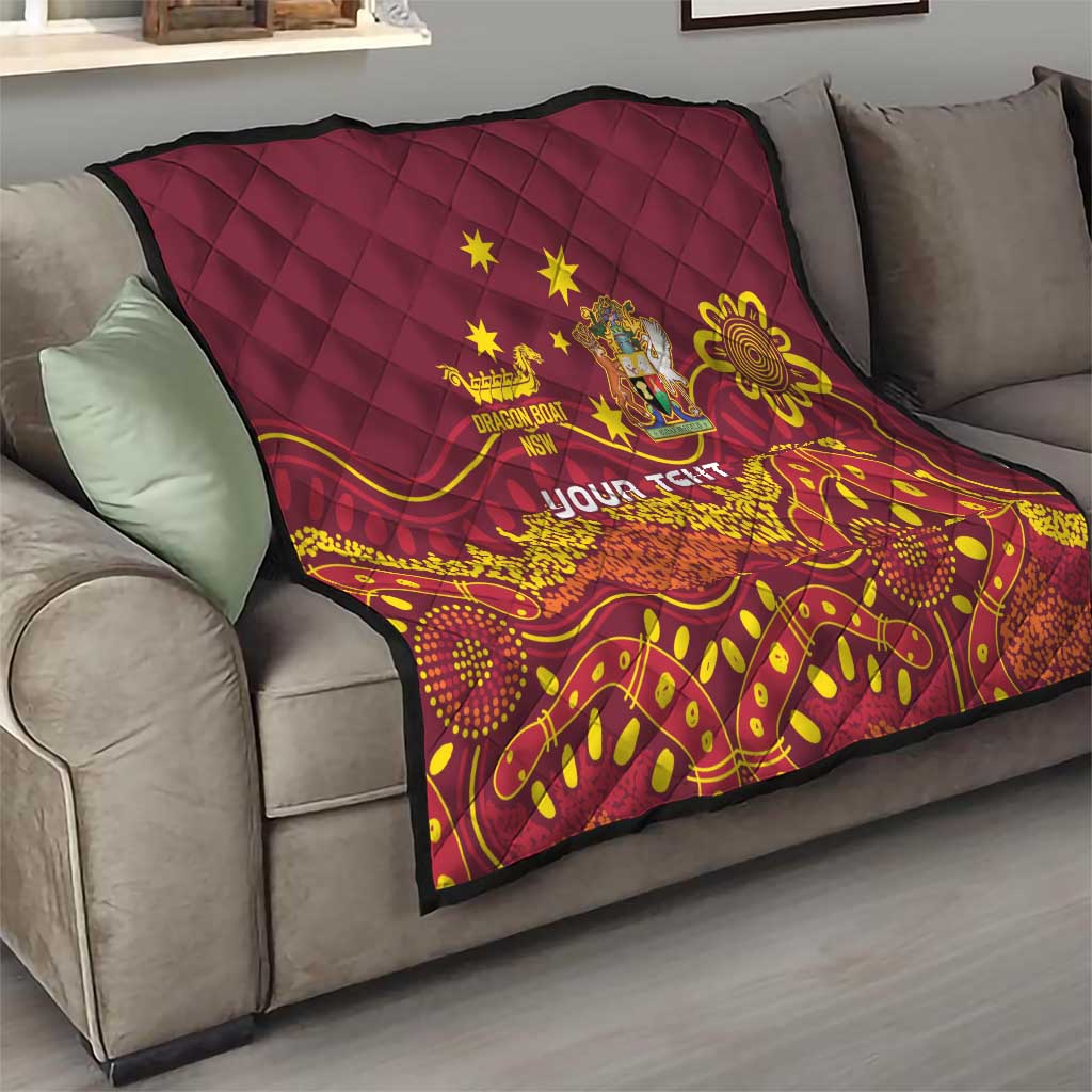 Personalised Australia Queensland Dragons Boat Quilt Aussie Aboriginal Dot Style