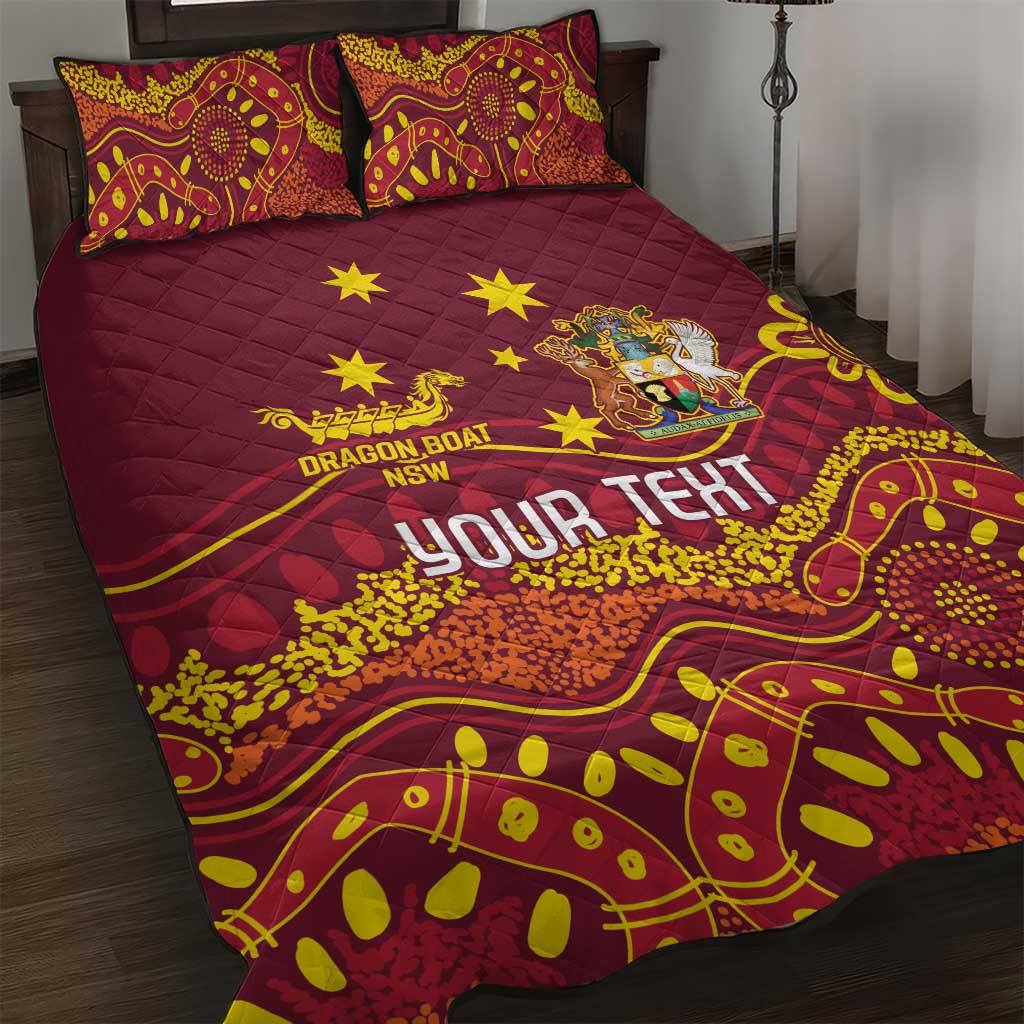 Personalised Australia Queensland Dragons Boat Quilt Bed Set Aussie Aboriginal Dot Style
