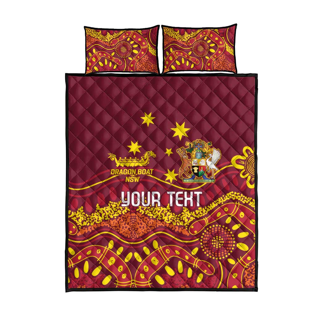 Personalised Australia Queensland Dragons Boat Quilt Bed Set Aussie Aboriginal Dot Style