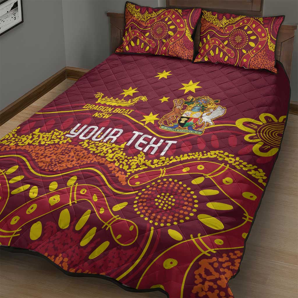 Personalised Australia Queensland Dragons Boat Quilt Bed Set Aussie Aboriginal Dot Style