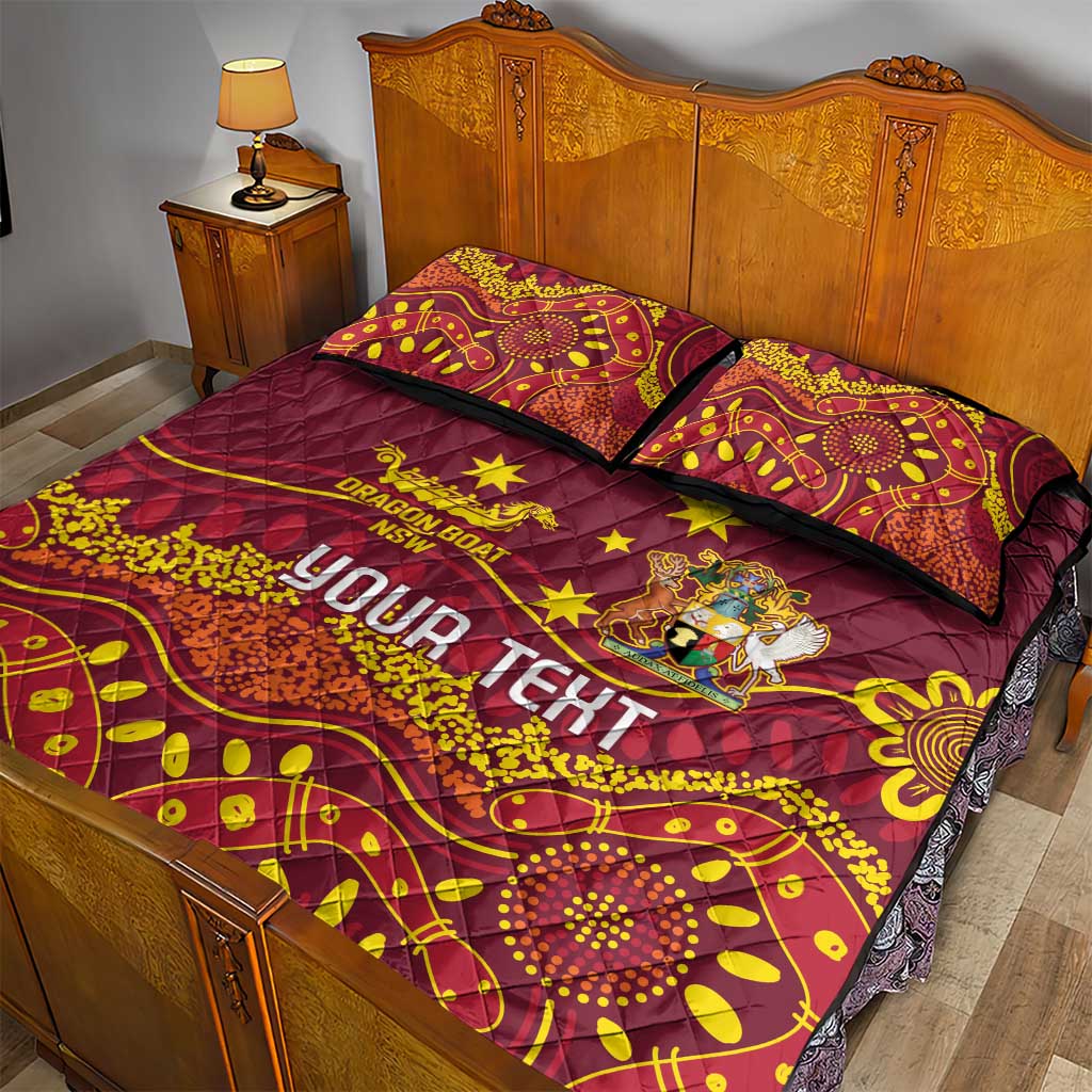 Personalised Australia Queensland Dragons Boat Quilt Bed Set Aussie Aboriginal Dot Style