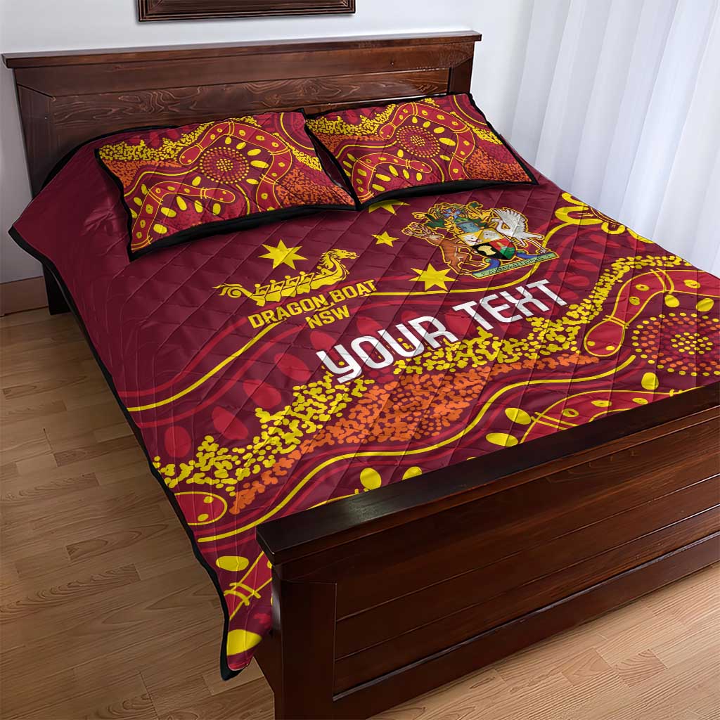 Personalised Australia Queensland Dragons Boat Quilt Bed Set Aussie Aboriginal Dot Style