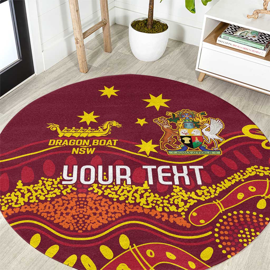 Personalised Australia Queensland Dragons Boat Round Carpet Aussie Aboriginal Dot Style