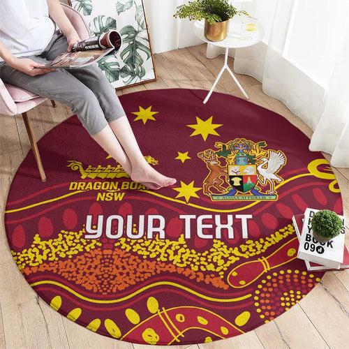 Personalised Australia Queensland Dragons Boat Round Carpet Aussie Aboriginal Dot Style