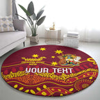 Personalised Australia Queensland Dragons Boat Round Carpet Aussie Aboriginal Dot Style