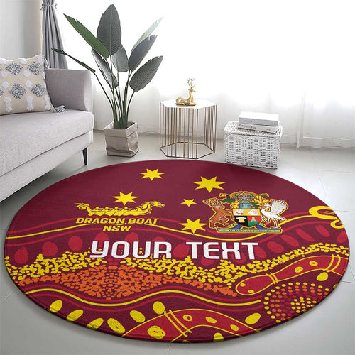 Personalised Australia Queensland Dragons Boat Round Carpet Aussie Aboriginal Dot Style