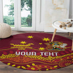 Personalised Australia Queensland Dragons Boat Round Carpet Aussie Aboriginal Dot Style