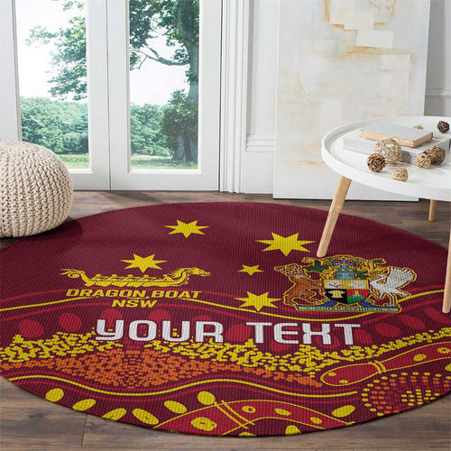 Personalised Australia Queensland Dragons Boat Round Carpet Aussie Aboriginal Dot Style