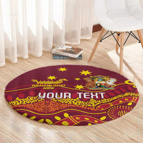 Personalised Australia Queensland Dragons Boat Round Carpet Aussie Aboriginal Dot Style