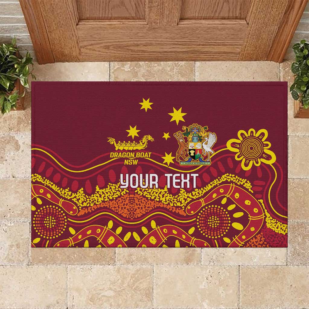 Personalised Australia Queensland Dragons Boat Rubber Doormat Aussie Aboriginal Dot Style