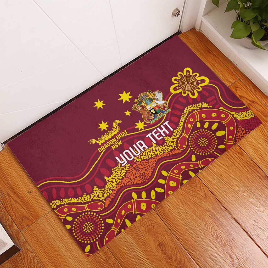 Personalised Australia Queensland Dragons Boat Rubber Doormat Aussie Aboriginal Dot Style