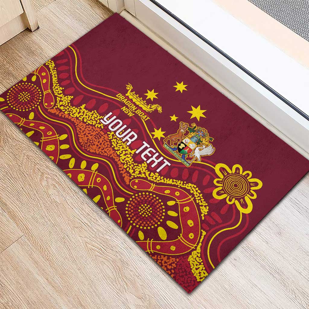 Personalised Australia Queensland Dragons Boat Rubber Doormat Aussie Aboriginal Dot Style