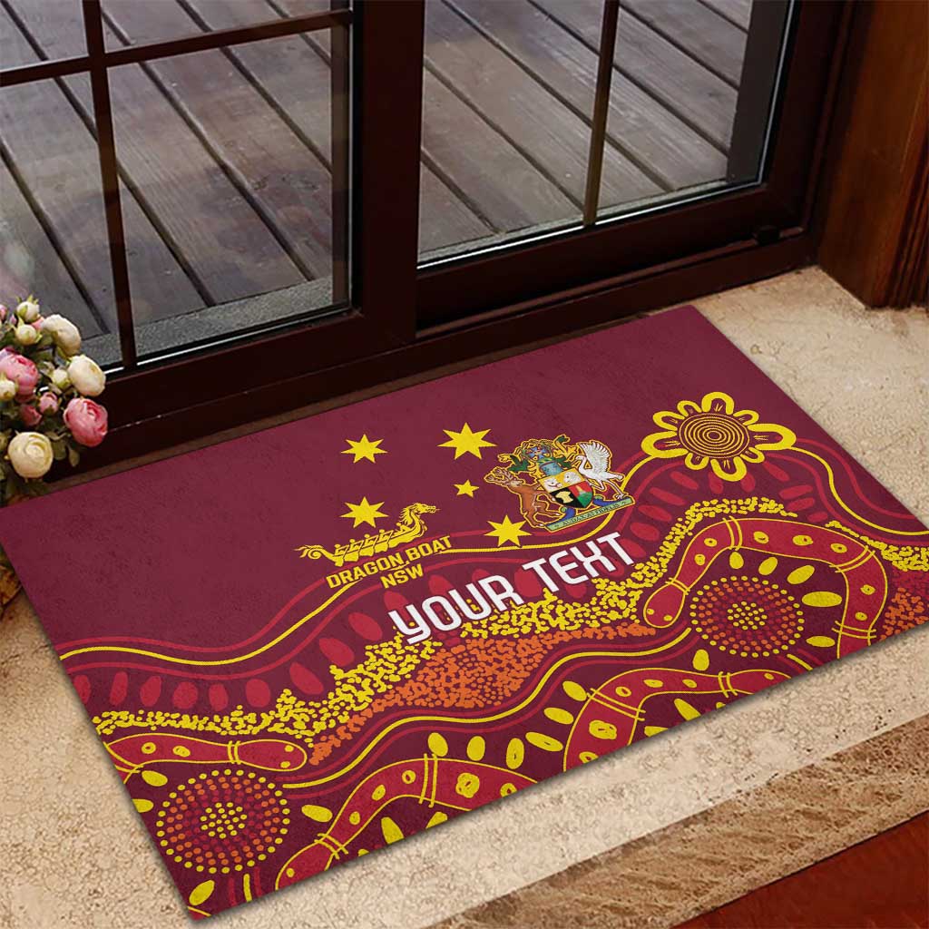 Personalised Australia Queensland Dragons Boat Rubber Doormat Aussie Aboriginal Dot Style