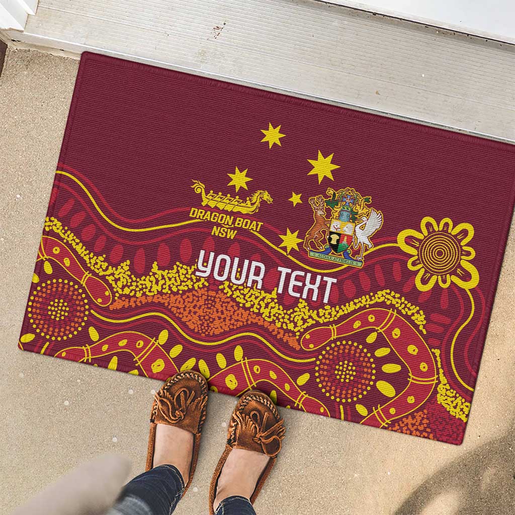Personalised Australia Queensland Dragons Boat Rubber Doormat Aussie Aboriginal Dot Style