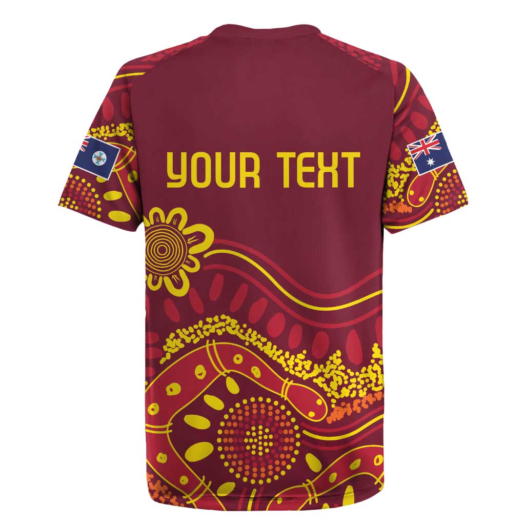 Personalised Australia Queensland Dragons Boat Rugby Jersey Aussie Aboriginal Dot Style