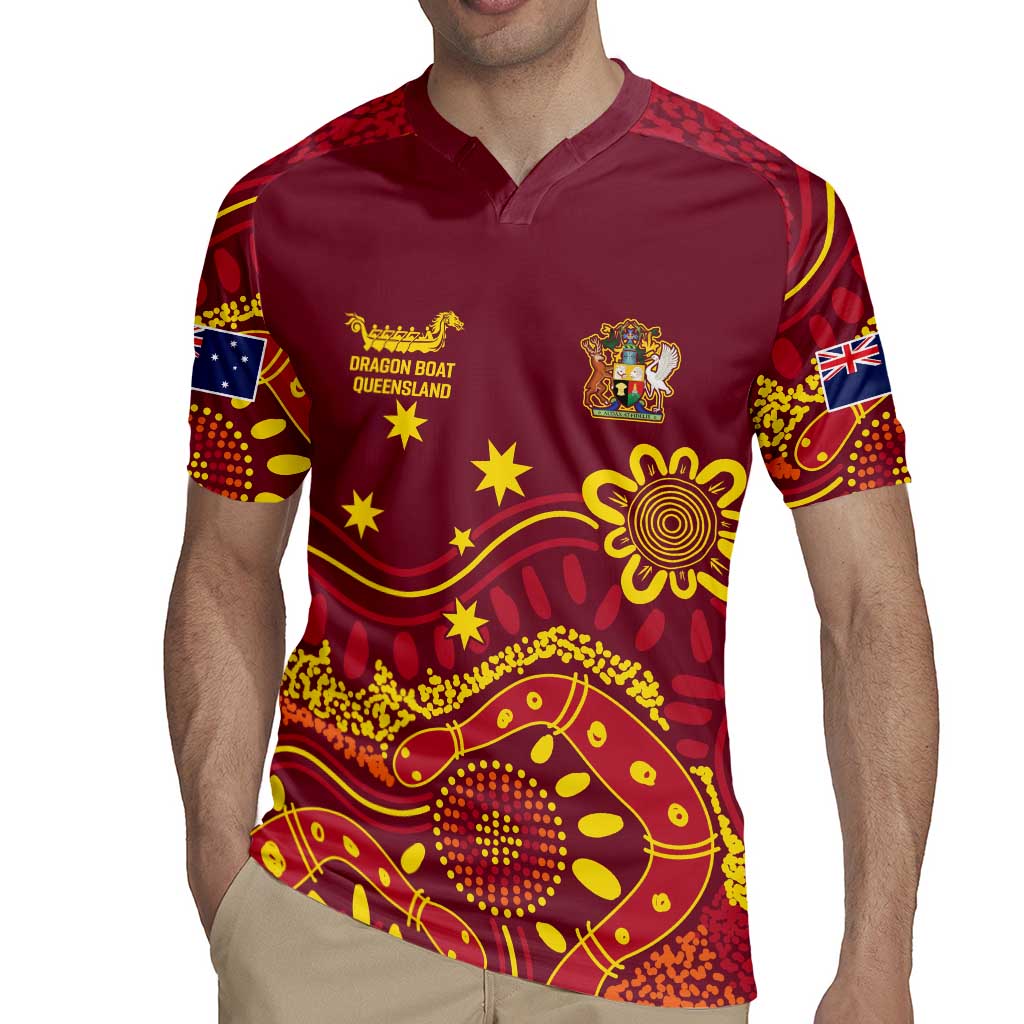Personalised Australia Queensland Dragons Boat Rugby Jersey Aussie Aboriginal Dot Style