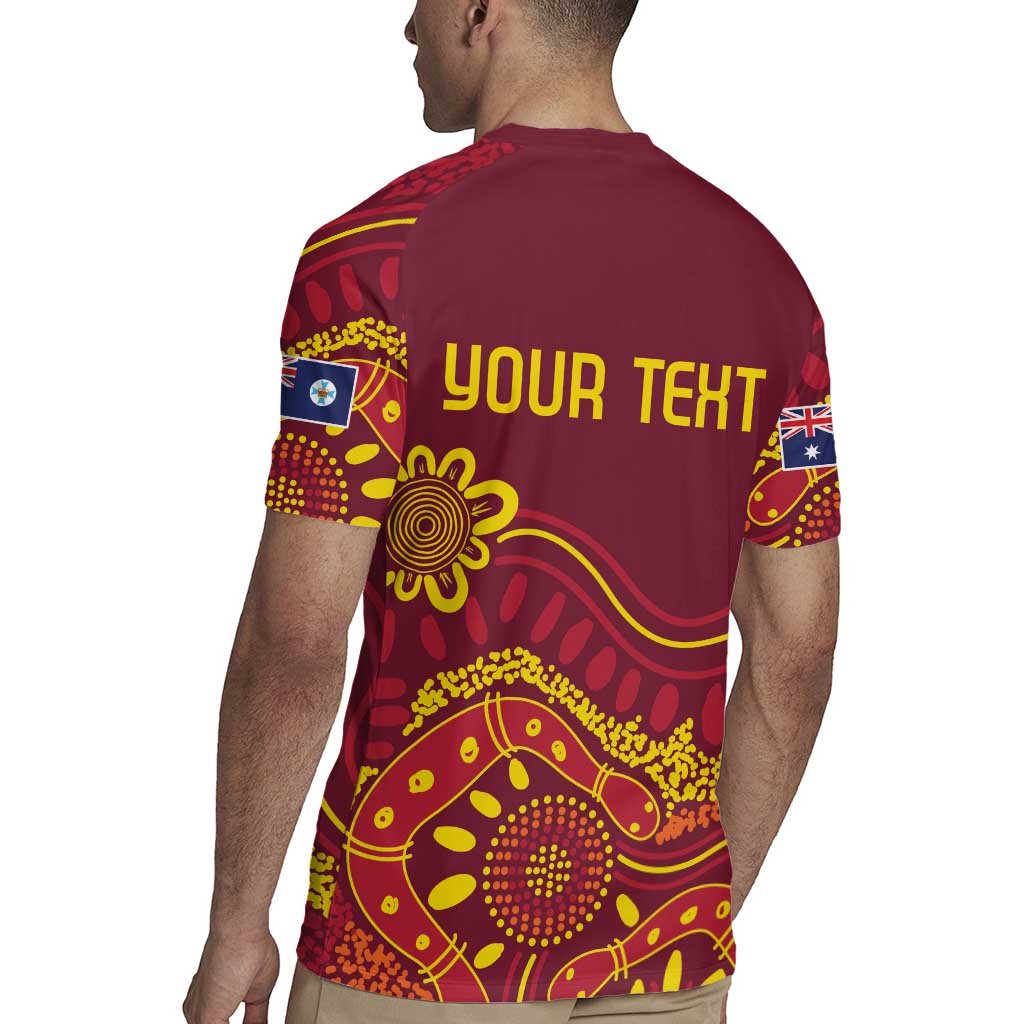 Personalised Australia Queensland Dragons Boat Rugby Jersey Aussie Aboriginal Dot Style