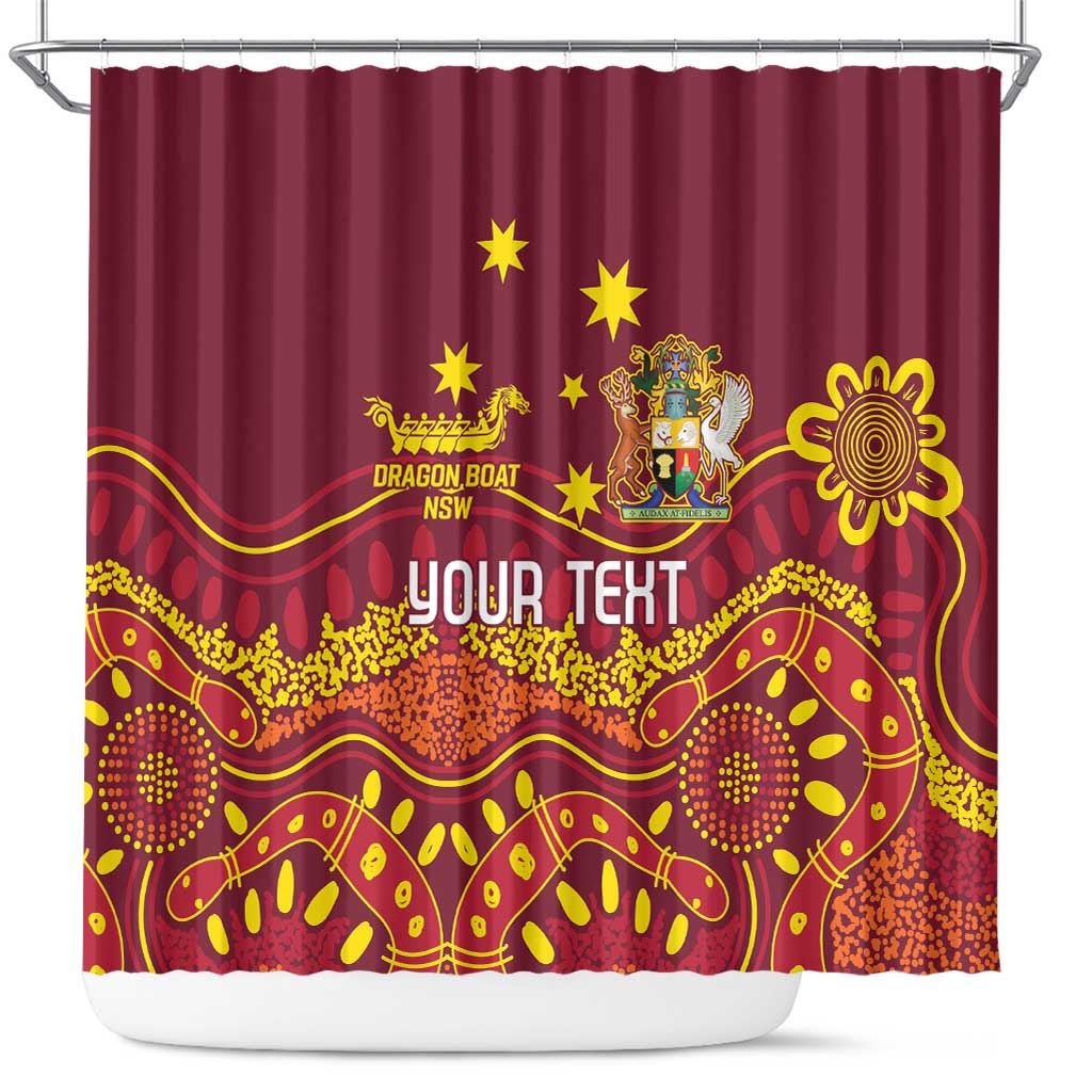 Personalised Australia Queensland Dragons Boat Shower Curtain Aussie Aboriginal Dot Style