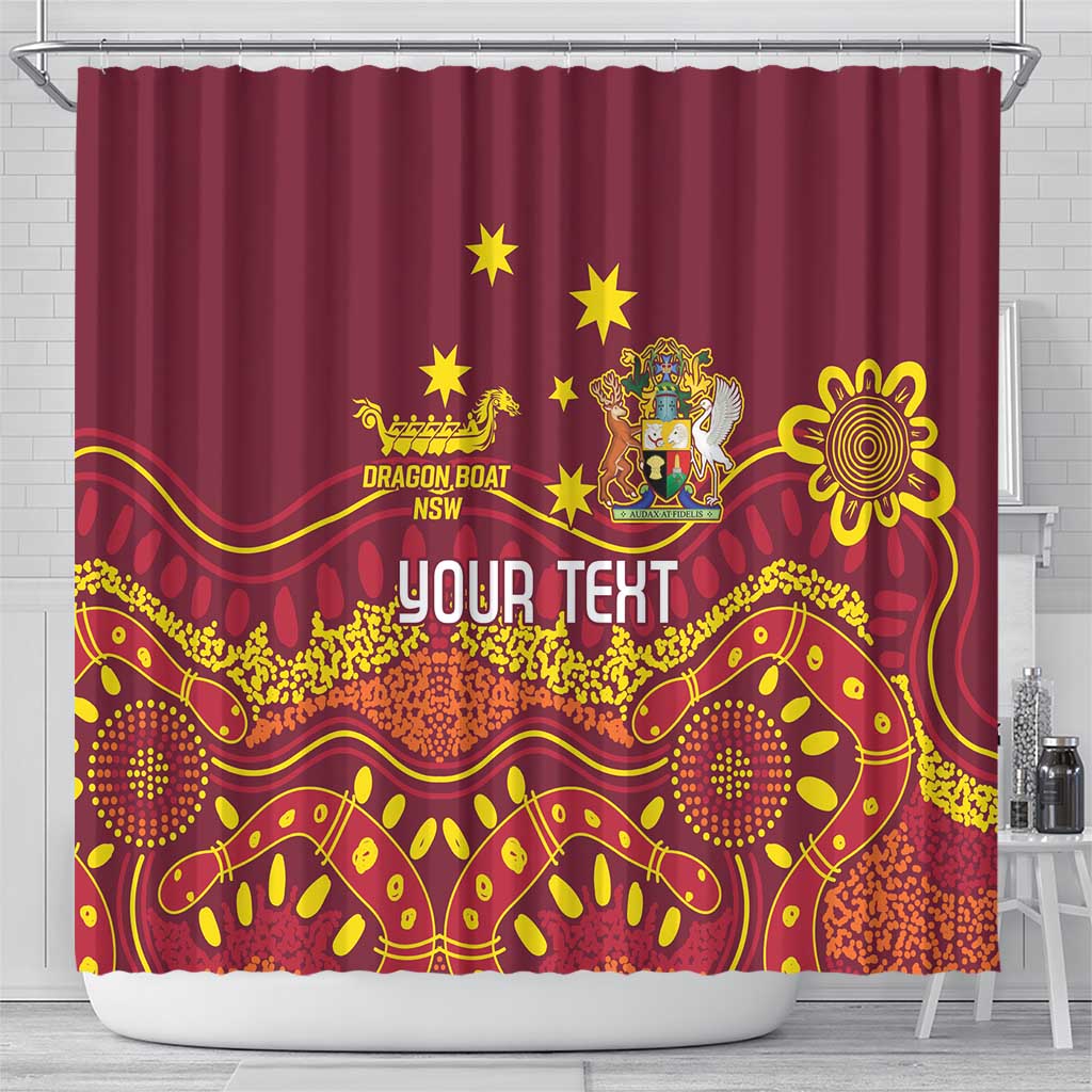 Personalised Australia Queensland Dragons Boat Shower Curtain Aussie Aboriginal Dot Style