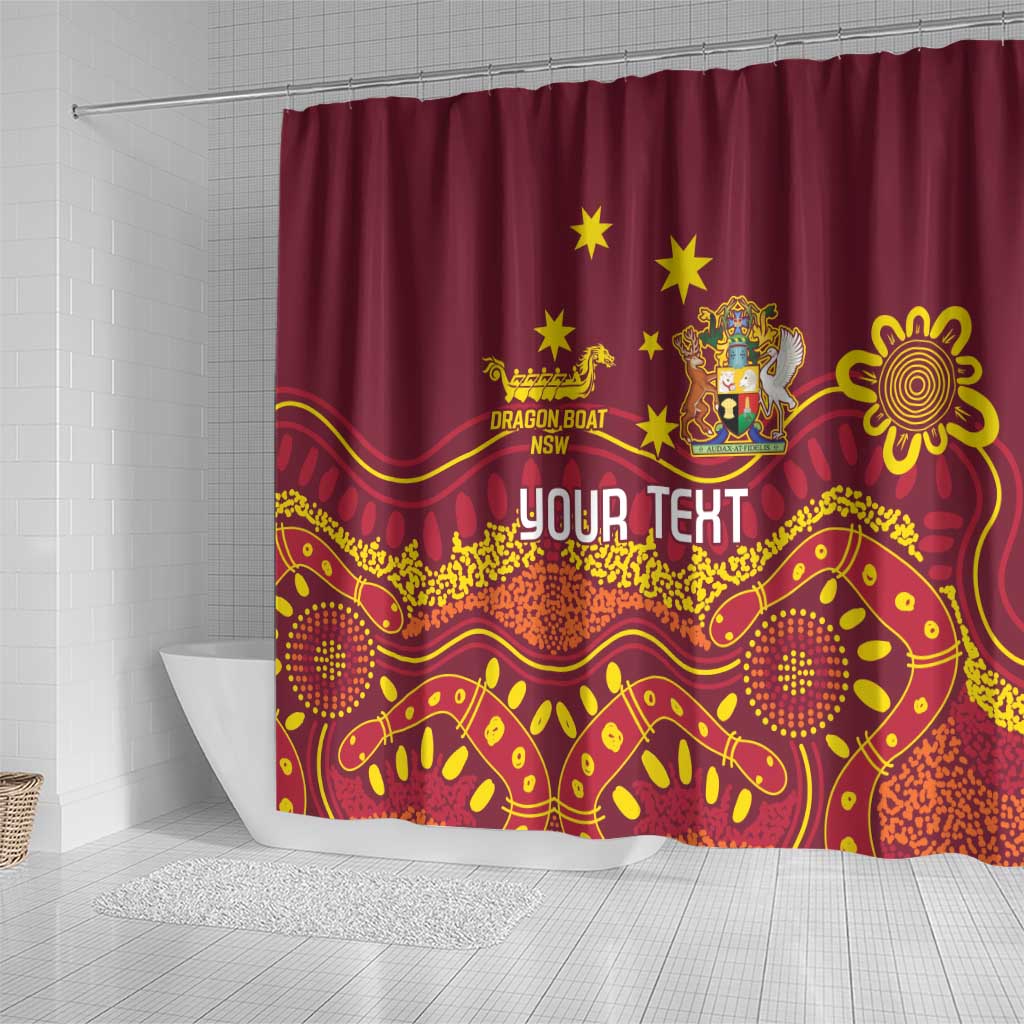 Personalised Australia Queensland Dragons Boat Shower Curtain Aussie Aboriginal Dot Style