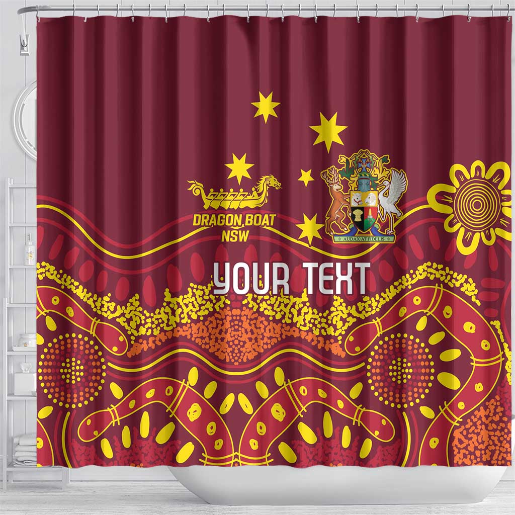 Personalised Australia Queensland Dragons Boat Shower Curtain Aussie Aboriginal Dot Style