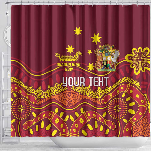 Personalised Australia Queensland Dragons Boat Shower Curtain Aussie Aboriginal Dot Style